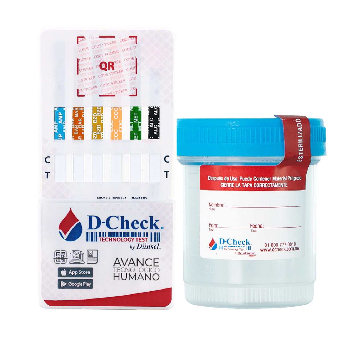 D-CHECK TARJETA 7 CON VASO - AMP, BAR, BZD, COC, MET, OPI, THC + ALC