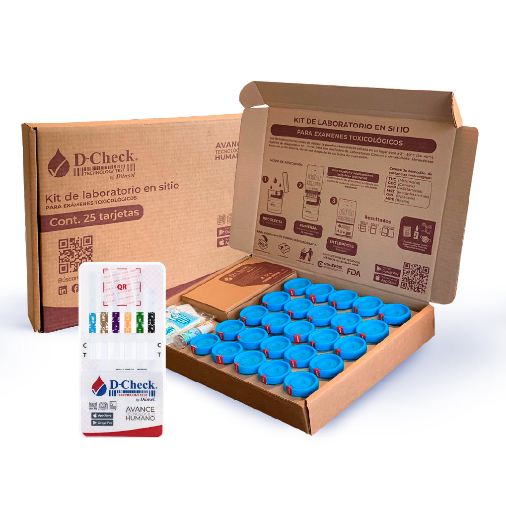 Kit Laboratorio D-CHECK TARJETA 7 - AMP, MPD, FYL, COC, MET, OPI, THC + ALC
