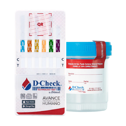 D-CHECK TARJETA 7 CON VASO - AMP, BAR, BZD, COC, MET, OPI, THC